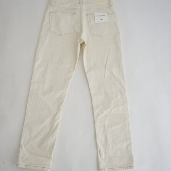 Zara Denim Cream Straight Leg Denim Jeans Size 30 - Picture 12 of 14